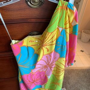 One shoulder floral dress